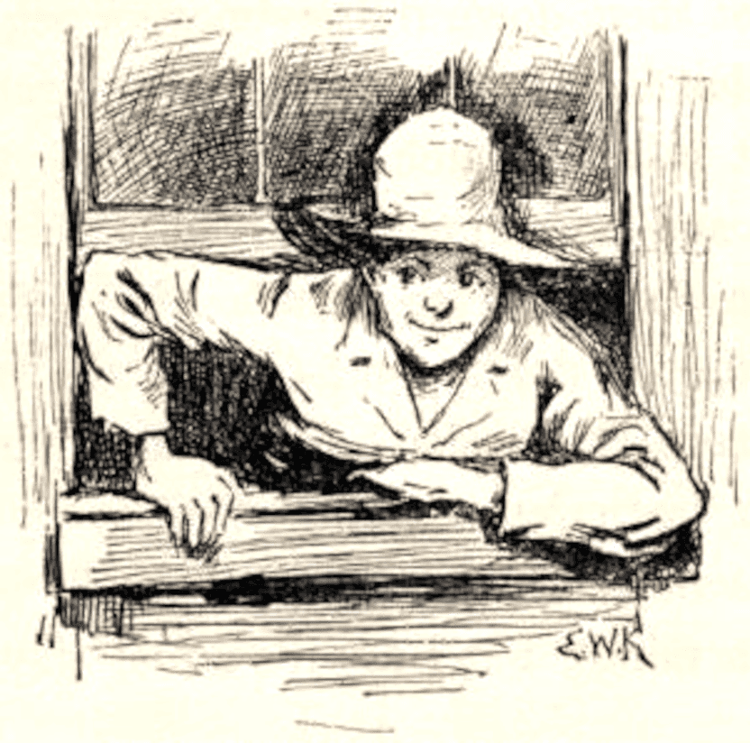 tegning af Huckleberry Finn